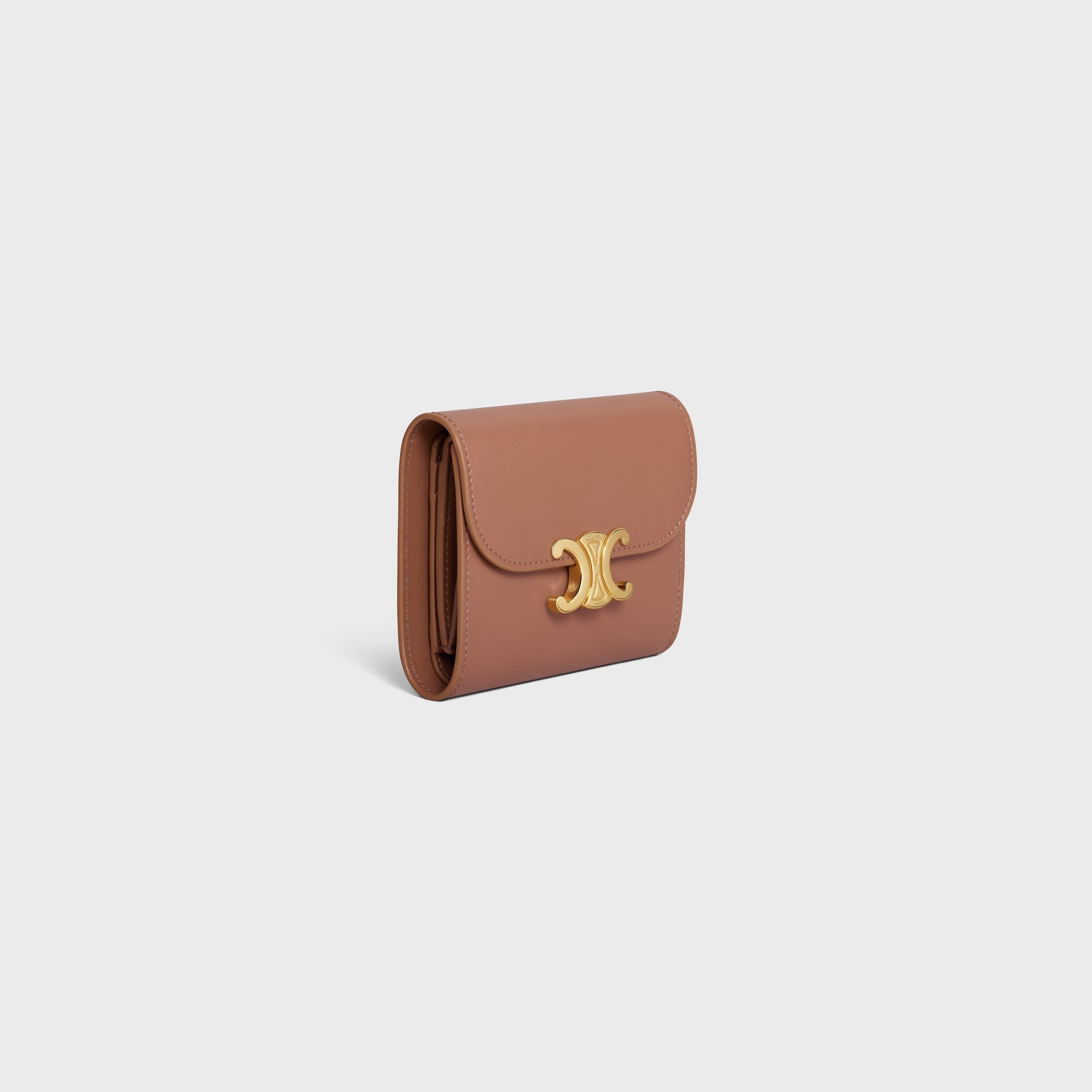 SMALL FLAP WALLER TRIOMPHE IN SHINY CALFSKIN BRONZE - Image 2